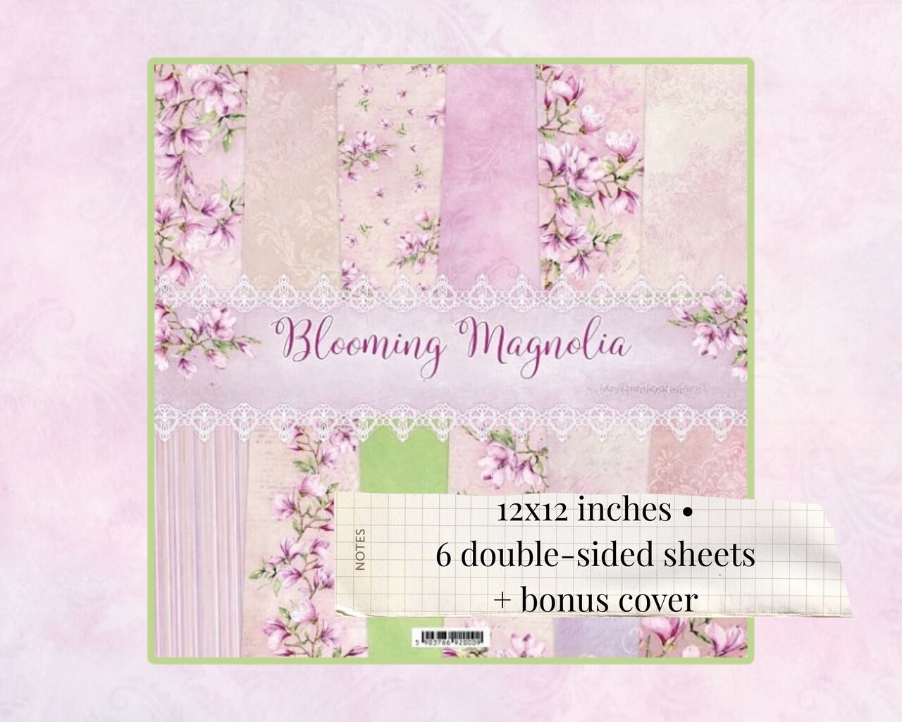 12x12 Scrapbook Paper Pack | Blooming Magnolia | 6 Sheets | ScrapAndMe
